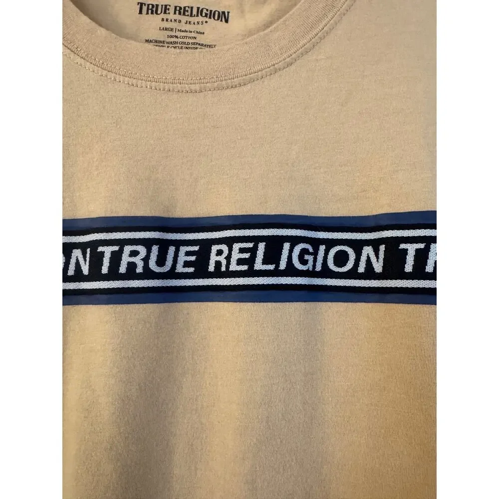 MODERN EDIT | True Religion Men's Contrast Tape Logo Chest Stripe T-Shirt Large